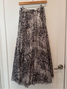 Flowy Black and White Snake Print Reptile Skirt